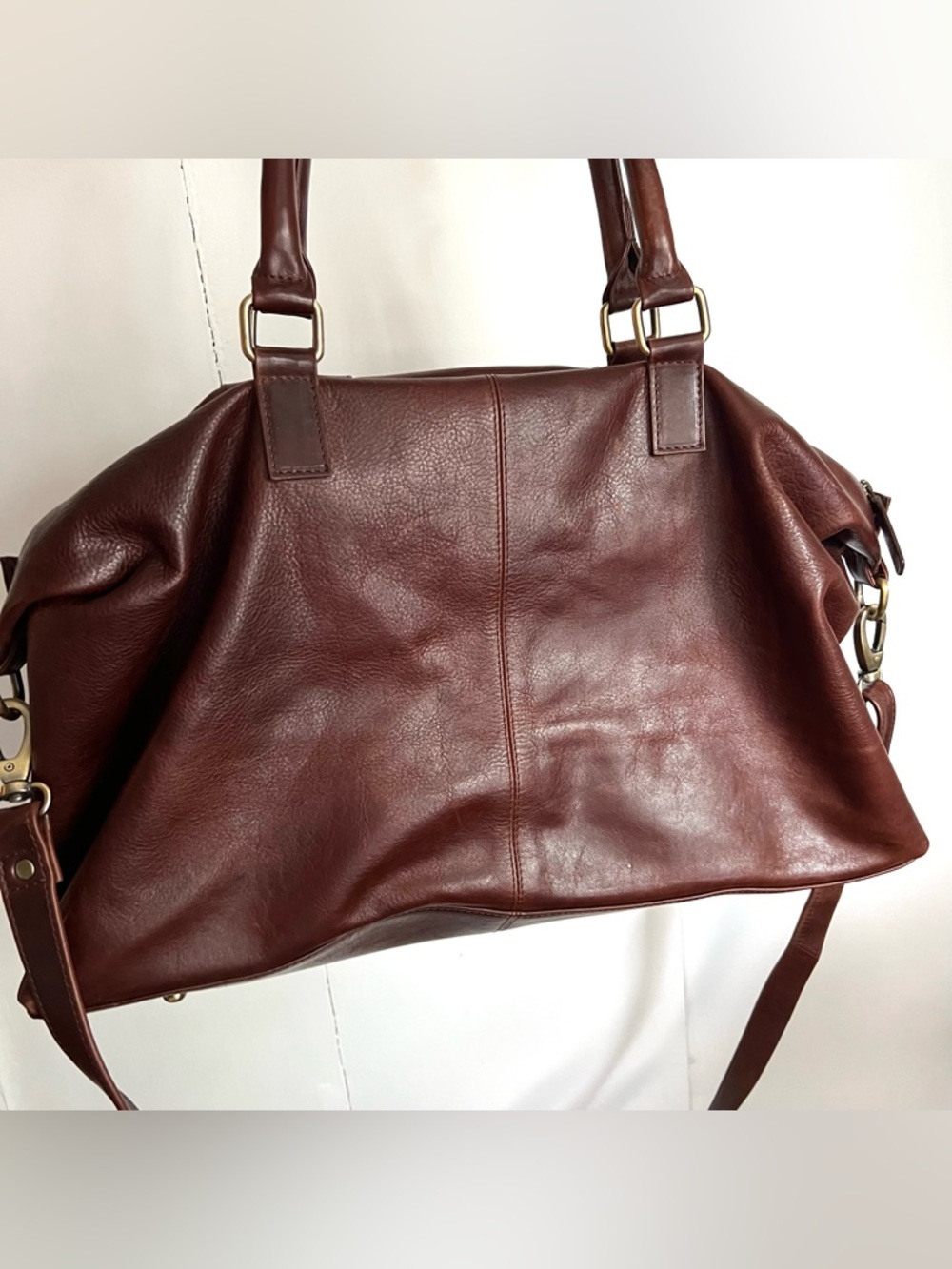 The Leather Store UK Brown Rustic Small Weekender Duffle Bag Travel - Picture 3 of 7